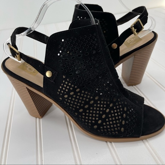 Dolce Vita Black Leather Cut Out Mule Style Heels Size 11 - Picture 1 of 9